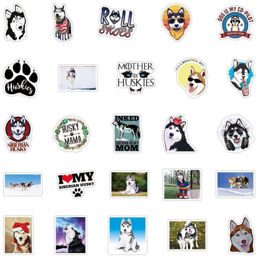 シベリアンハスキー ステッカー 50枚セット PVC 防水 シール 犬 いぬ イヌ 動物 ペット スーツケース MacBook_画像5