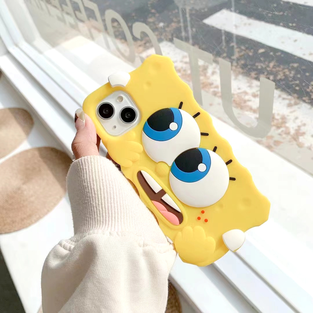 スポンジボブ 立体 iPhone15 iPhone14 iPhone13 iPhoneSE iPhone13Pro ケース 5サイズ展開 Sponge Bob シリコンの画像2