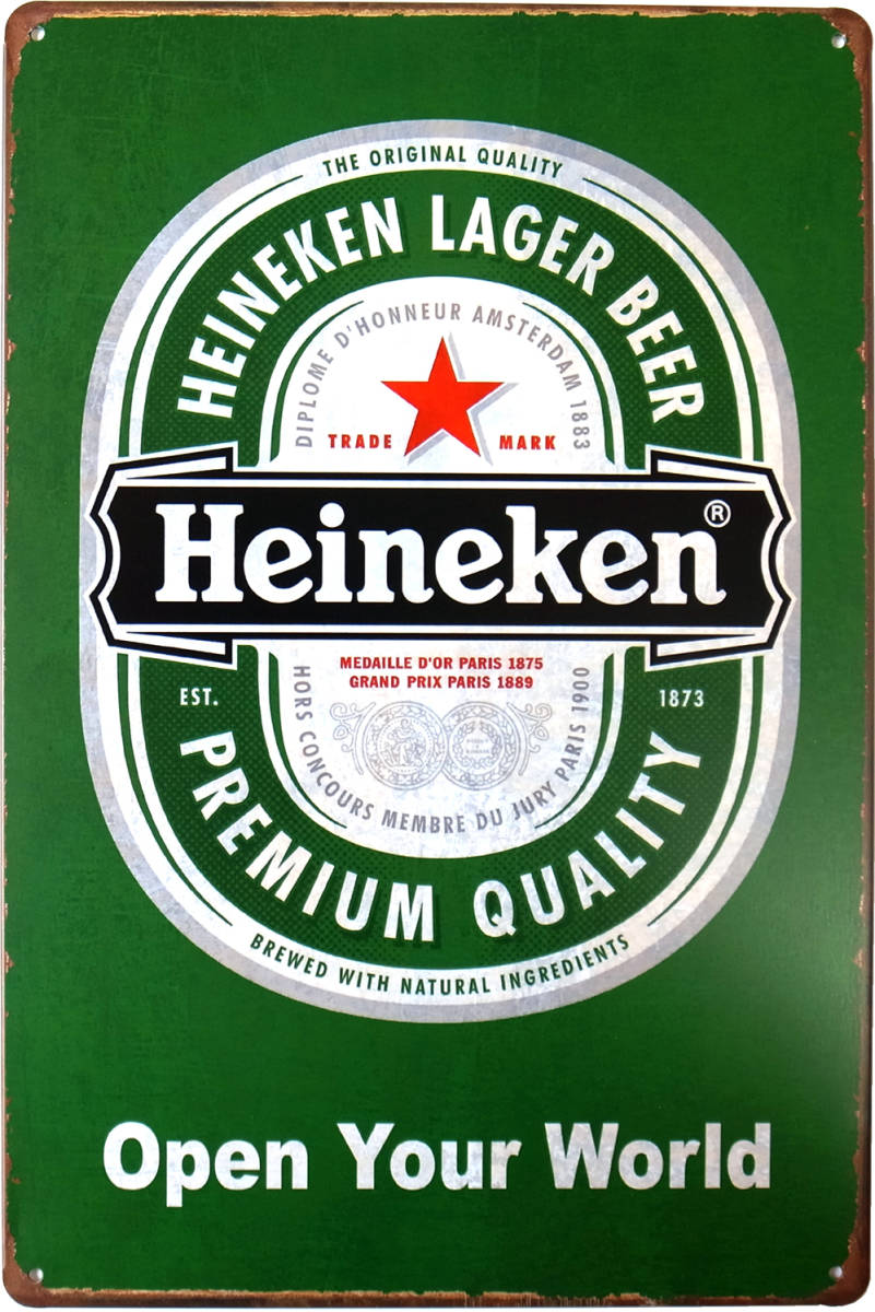 ハイネケン ビール ブリキ看板 20cm×30cm アメリカン雑貨 Heineken_画像1