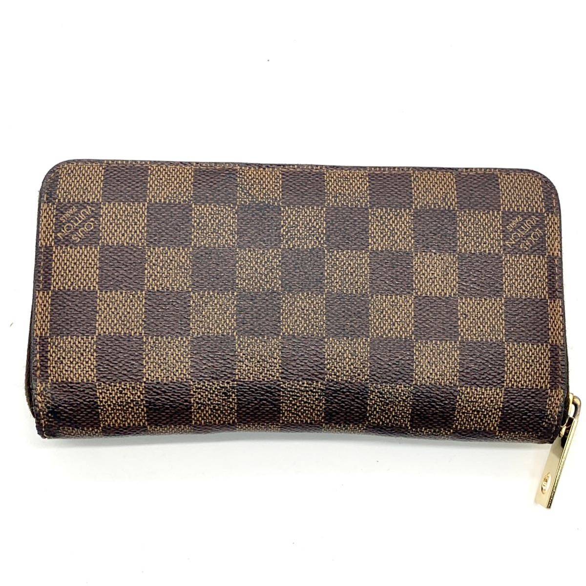 【美品】LOUISVUITTON ルイヴィトン ダミエ エベヌ 長財布 ジッピーウォレット ラウンドファスナー ジップ メンズ レディース N60015 1円_画像3