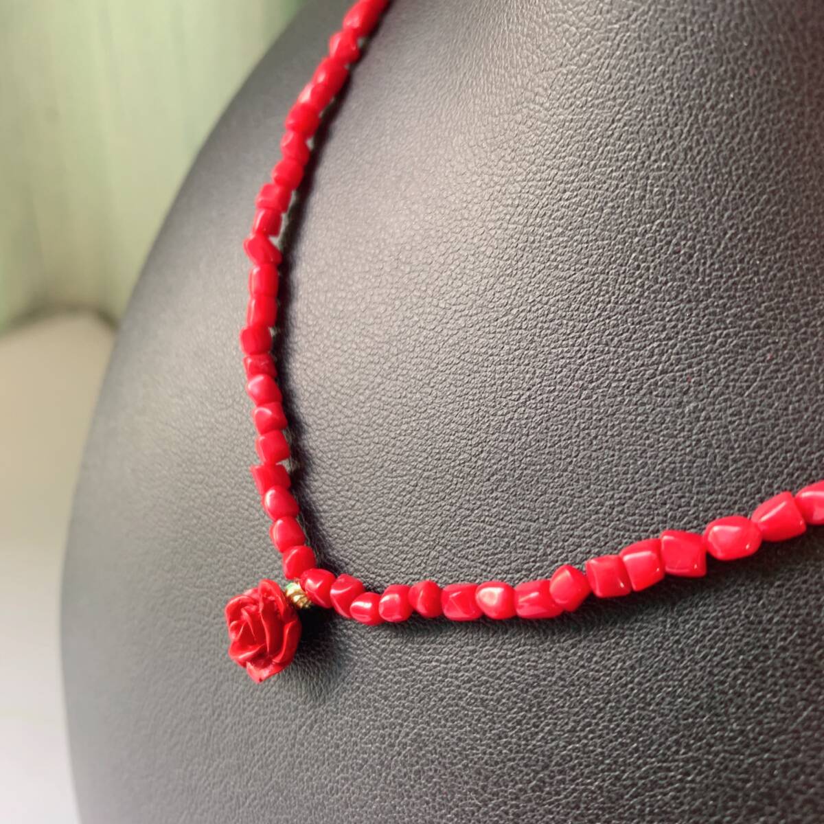 赤珊瑚+辰砂(花形) レッドコーラル ネックレス パワーストーン 天然石