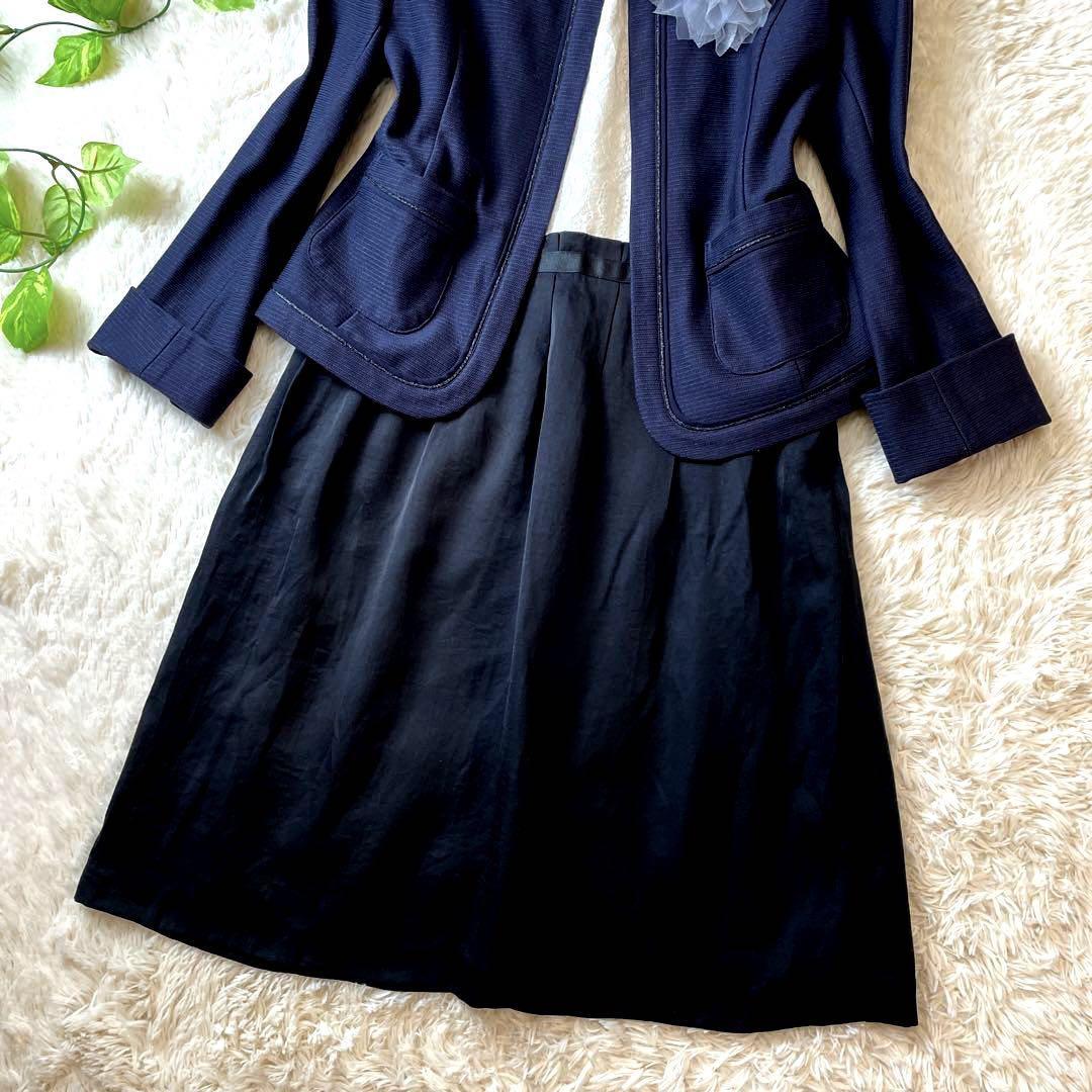  Kiyoshi .* Kumikyoku lady's formal set no color jacket One-piece pearl dark blue navy race M go in . type graduation ceremony 