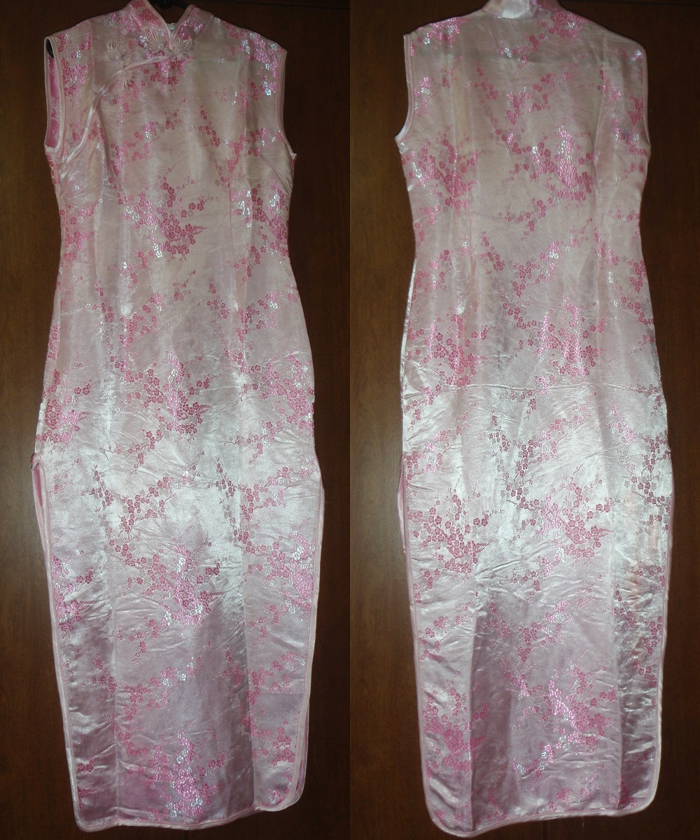 コスプレ衣装 チャイナドレス ロング 袖なし 薄ピンク Sサイズ_画像1