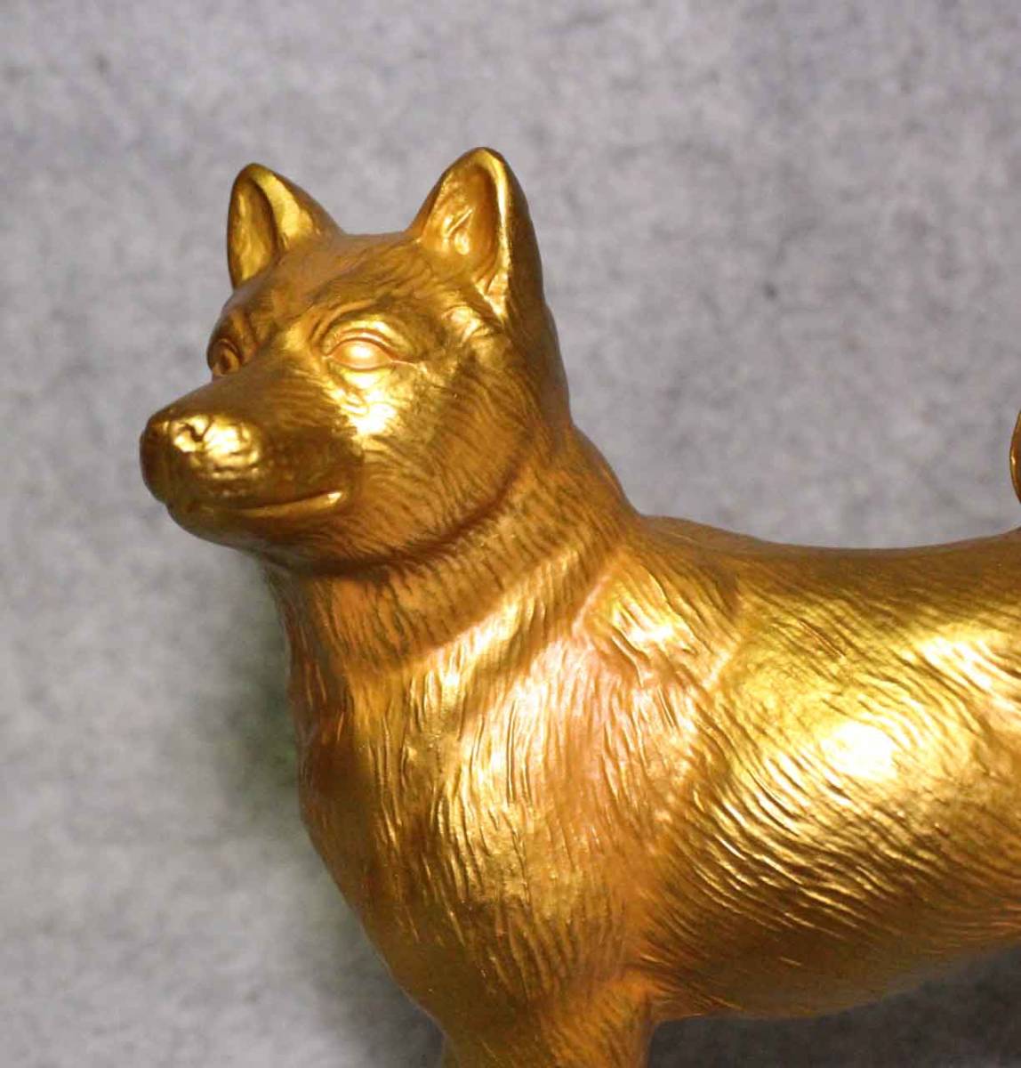 金属工芸◆犬　置物　金色◆イヌ　gold color dog 20cm 非鉄金属製_画像5