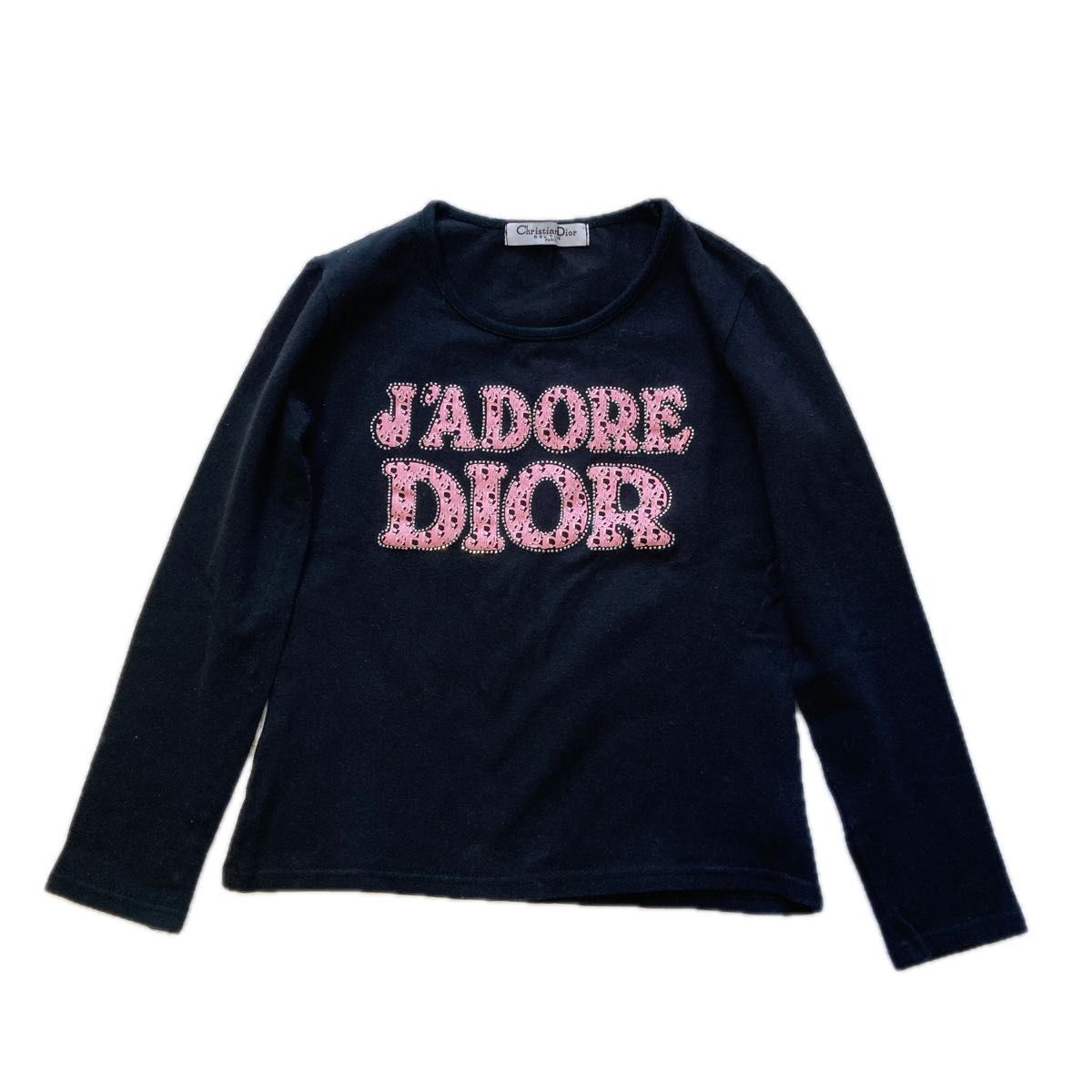 【美品】Christian Diorディオール ジャドールロンT ラインストーン 長袖 ブラック