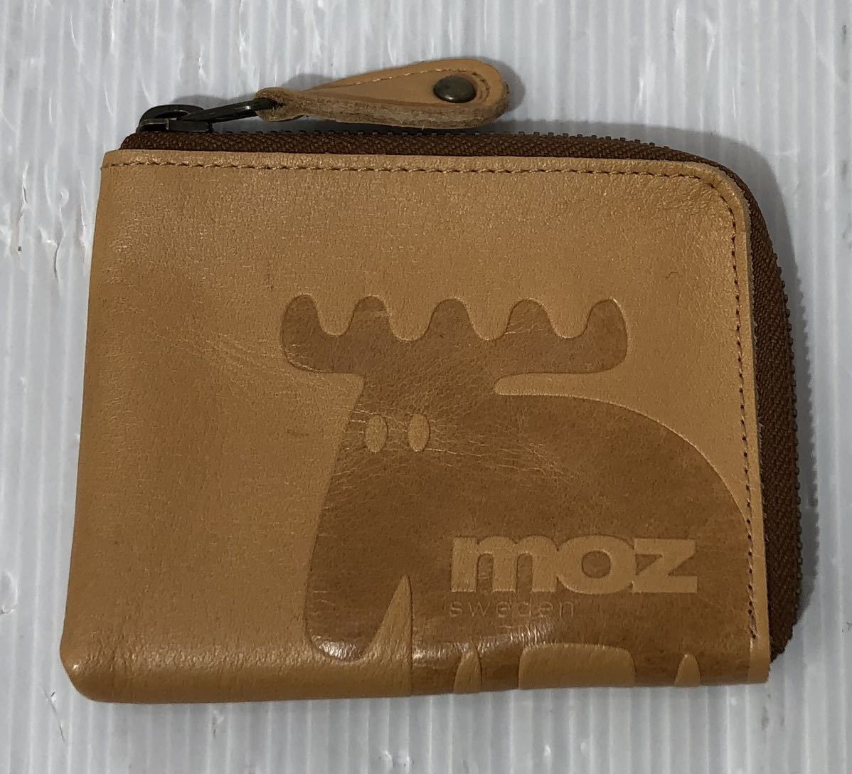 【新品未使用】moz レディース メンズ 86005 キャメル コインケース カードケース ミニ財布 モズ Elk ヘラジカ 牛革 レザー 日本製
