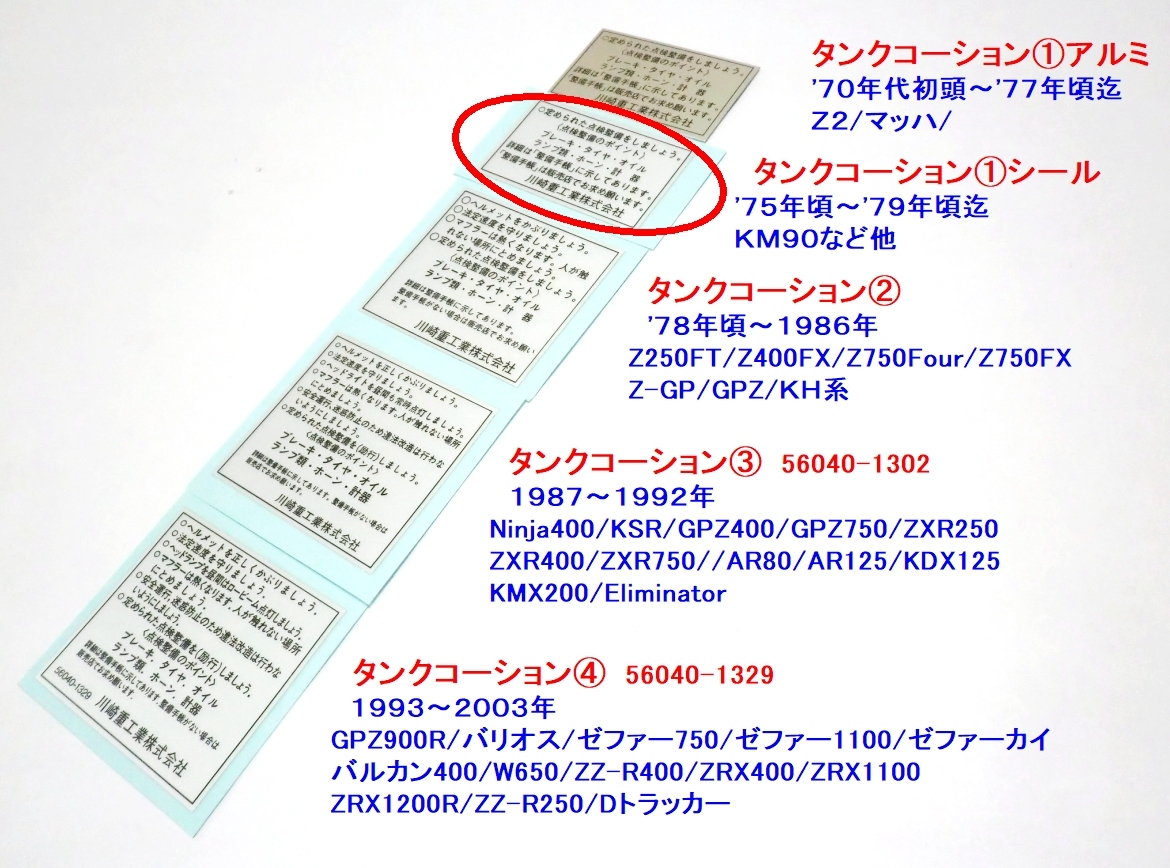 □完璧 カワサキ タンクコーションラベル①(シール) ’75年～’79年 ☆7/ リプロ新品/KM90/Z750Four/250SS/350SS/500SS/750SS/KH250/KH400_画像1