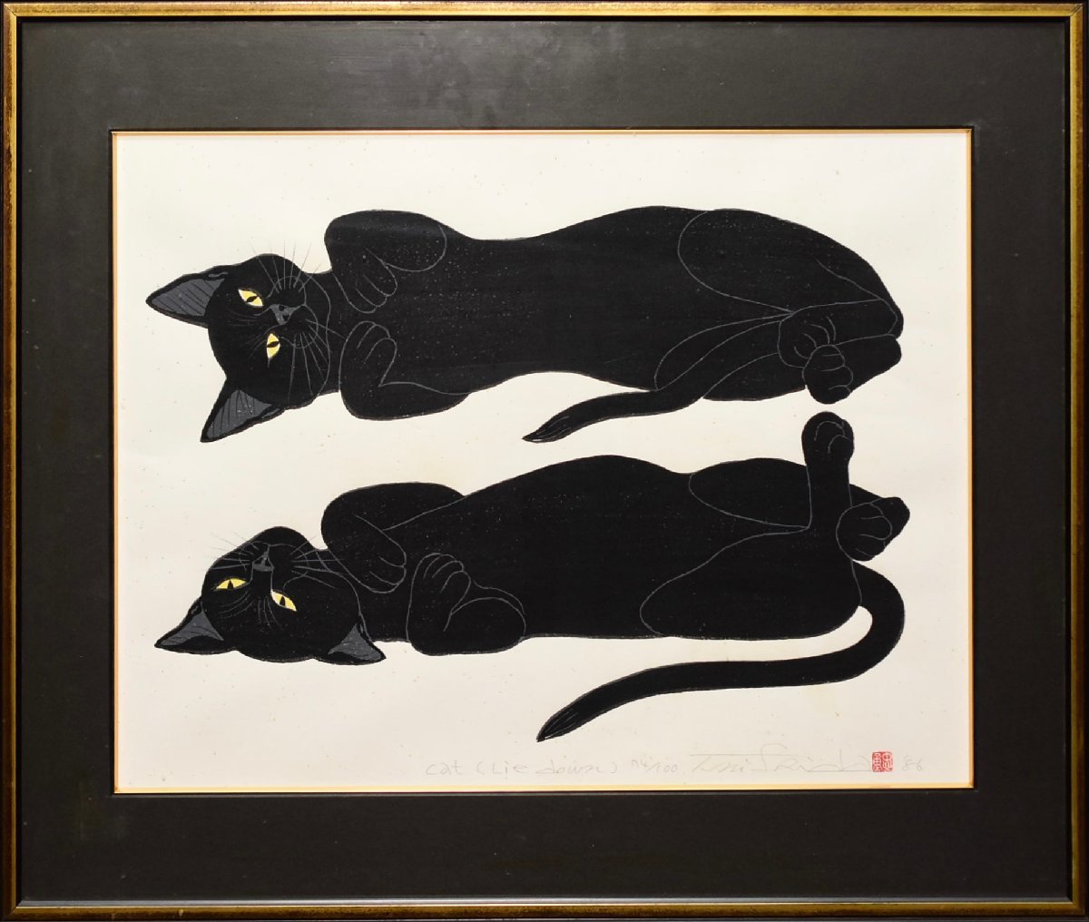 Yahoo!オークション - 【真作】西田忠重『cat(Lie down)』 木 Yahoo!オークション - 【真作】西田忠重『cat(Lie down)』 木