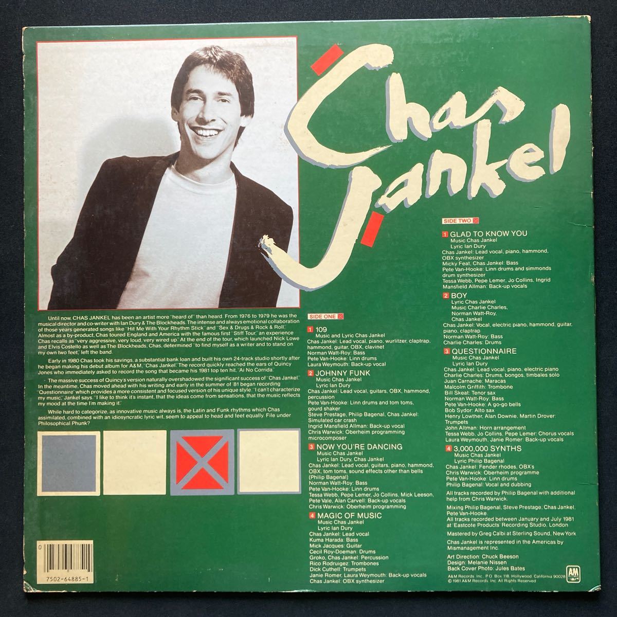 12inch CHAS JANKEL / QUESTIONNAIRE_画像2