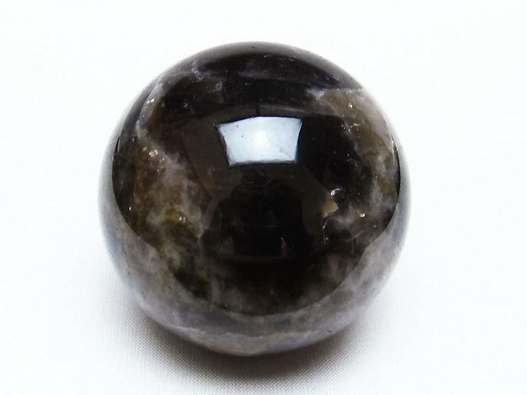 誠安◆超レア最高級天然モリオン 純天然 黒水晶 丸玉 59mm [T572-9661]_画像1