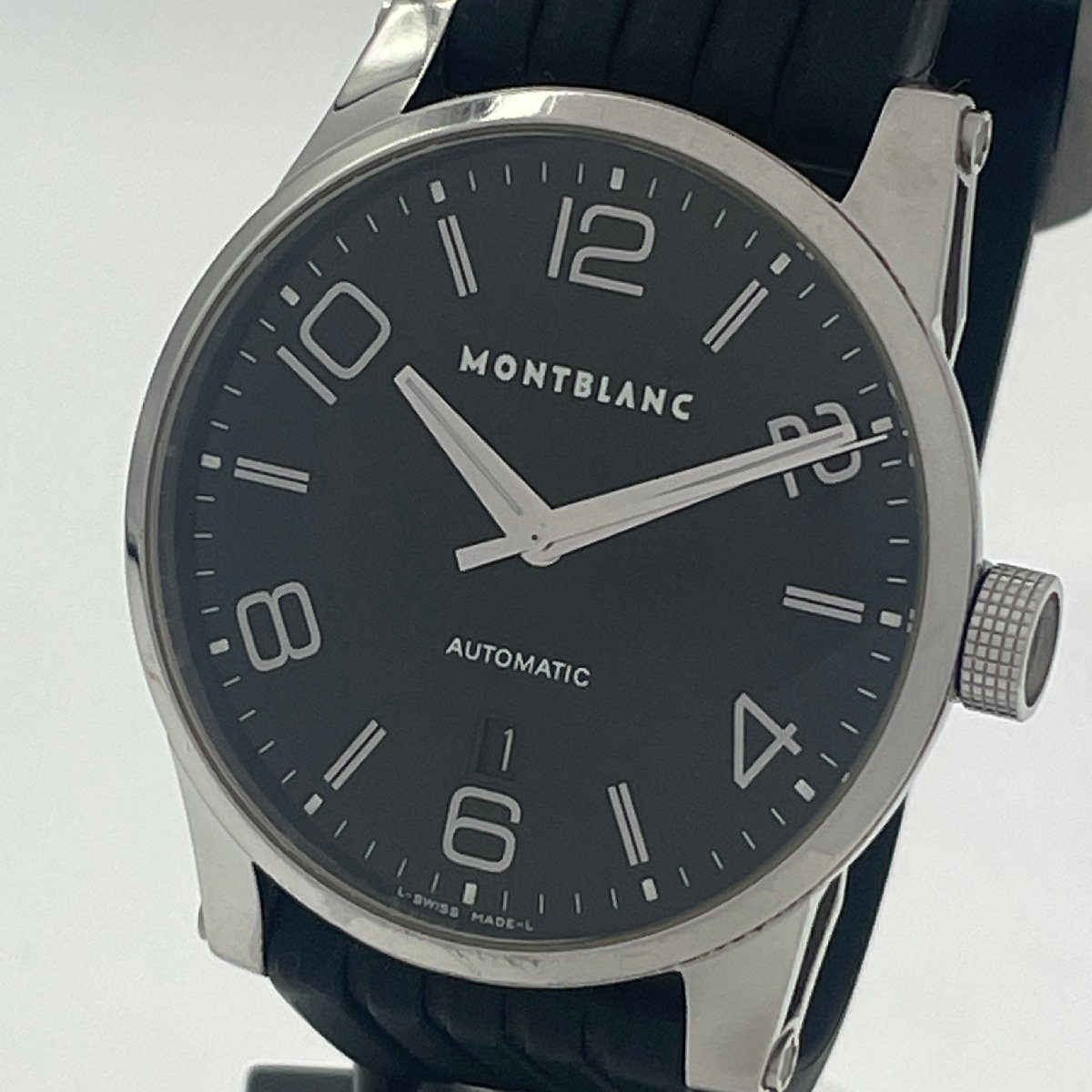 ω綺麗【MONTBLANC モンブラン タイムウォーカー デイト 7070 自動巻き オートマ メンズウォッチ 腕時計 ブラック ステンレス】KH9062の画像1