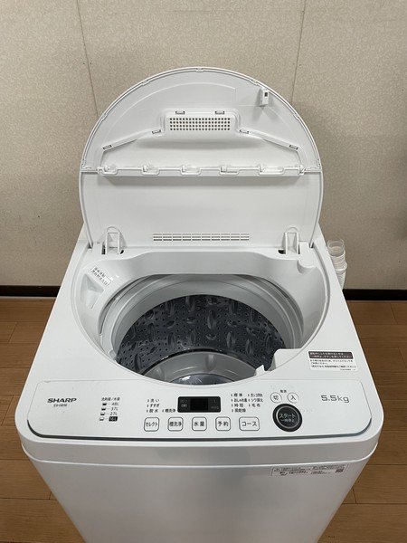 §【SHARP シャープ 全自動電気洗濯機 ES-GE5E-W 5.5kg 22年購入 高濃度洗浄 ほぐし運転 送風乾燥機能付き】P02004_画像5