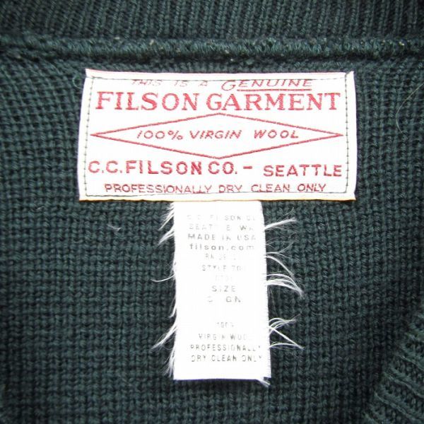 USA製 FILSON サイズ S ウール ニット プルオーバー セーター 無地 モスグリーン 深緑 フィルソン 古着 ビンテージ 3F0704_画像3
