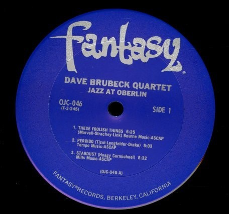 シュリンク付き！The Dave Brubeck Quartet / Jazz At Oberlin【Original Jazz Classics / OJC-046】デイヴ・ブルーベック Paul Desmond_画像2