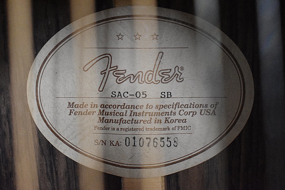Σ0376 中古 Fender SAC-05 SB フェンダー アコースティックギター ＃01076558 ①_画像7