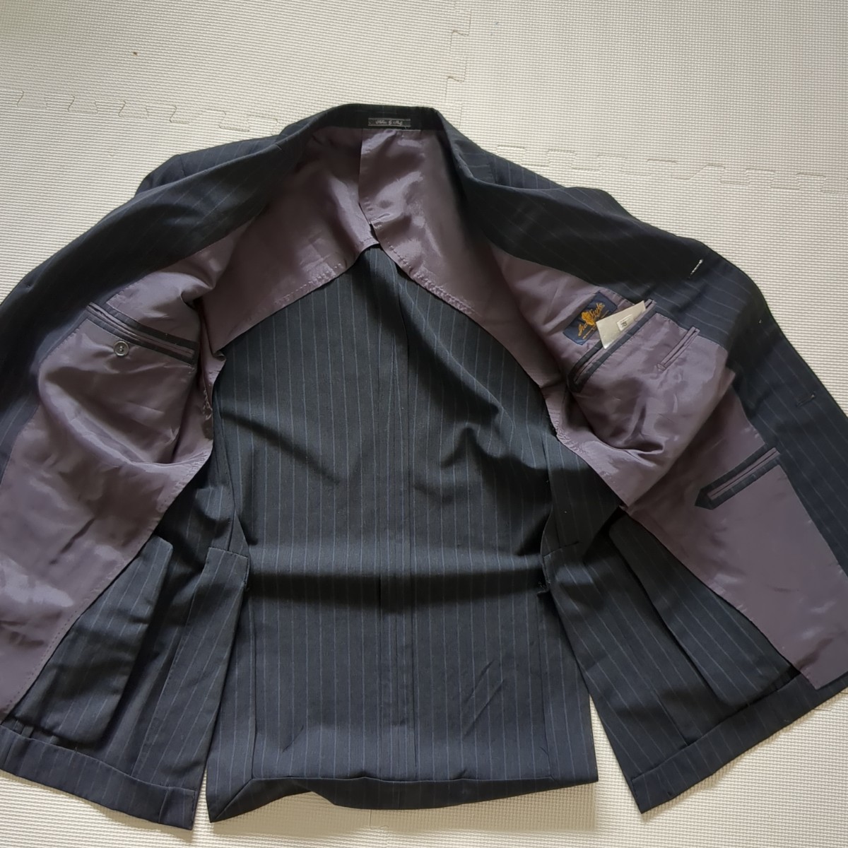 Ital Style　イタルスタイル　スーツジャケット　ストライプ　48　M　ウール100%　毛　ブラック　ウールテーラードジャケット　SUITS　紳士_画像6