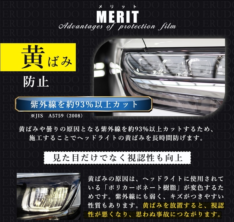 車種専用カット済保護フィルム 日産 ルークス 【B44A型/B45A型/B47A型/B48A型】 年式R5.6- ヘッドライト