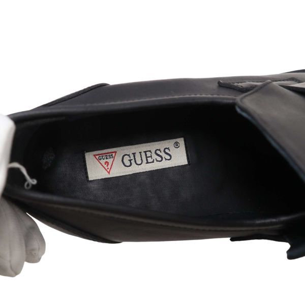 新品同様★ GUESS ゲス 通年 メタル プレート★ レザー ローファー シューズ 革靴 Sz.25 1/2 メンズ 黒 I4G00014_1#Uの画像8