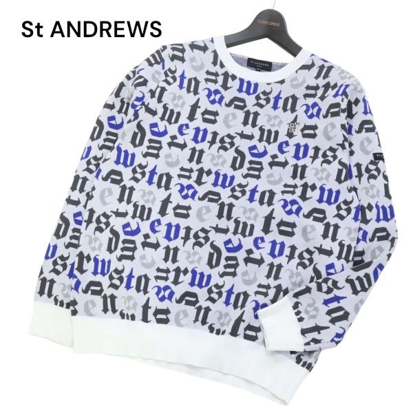22AW★ St ANDREWS セントアンドリュース 通年 オールドイングリッシュ ジャガード ニット セーター Sz.M　メンズ ゴルフ　I4T00296_2#F
