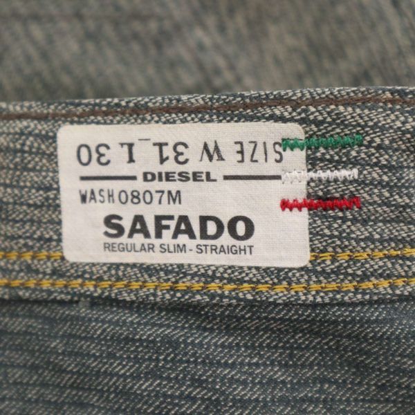 イタリア製★ DIESEL ディーゼル 【SAFADO 0807M】 ダメージ加工★ ストライプ ストレート デニム パンツ Sz.31　メンズ　I4B00281_2#R_画像8