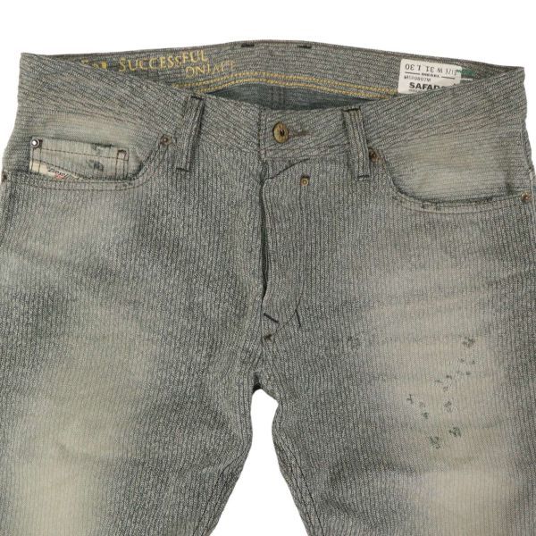 イタリア製★ DIESEL ディーゼル 【SAFADO 0807M】 ダメージ加工★ ストライプ ストレート デニム パンツ Sz.31　メンズ　I4B00281_2#R_画像2