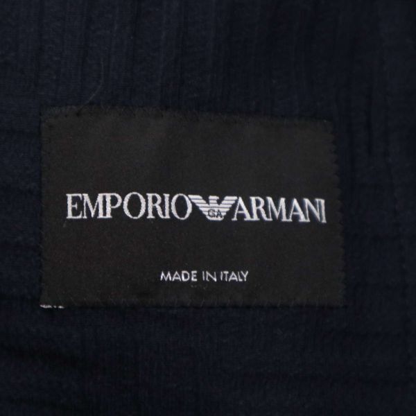 美品★ EMPORIO ARMANI エンポリオ アルマーニ 春夏 コットン&リネン★ 幾何学柄 ニット アンコン ジャケット Sz.50　メンズ　I4T00470_2#M_画像7