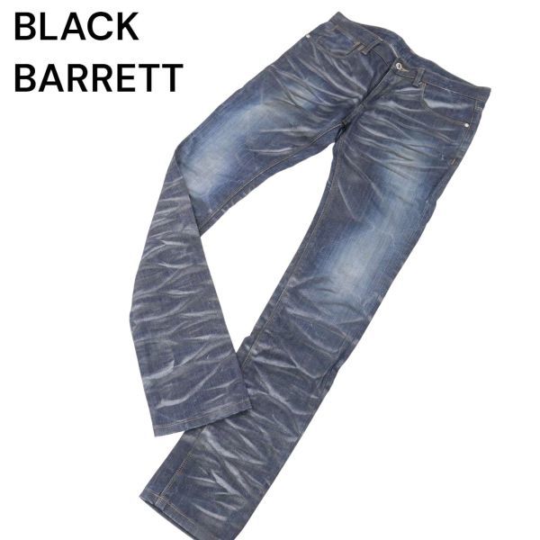 BLACK BARRETT ブラックバレット ニールバレット 3D髭落ち加工★ ストレッチ スキニー デニム パンツ ジーンズ Sz.3　メンズ　I4B00337_2#R_画像1