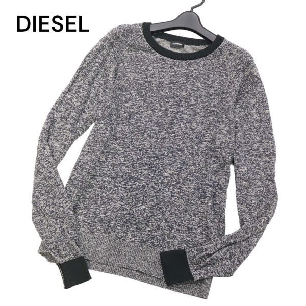 DIESEL ディーゼル 春夏 麻★ メランジ リネン サマー ニット セーター Sz.L　メンズ ネイビー　I4T00567_2#J_画像1