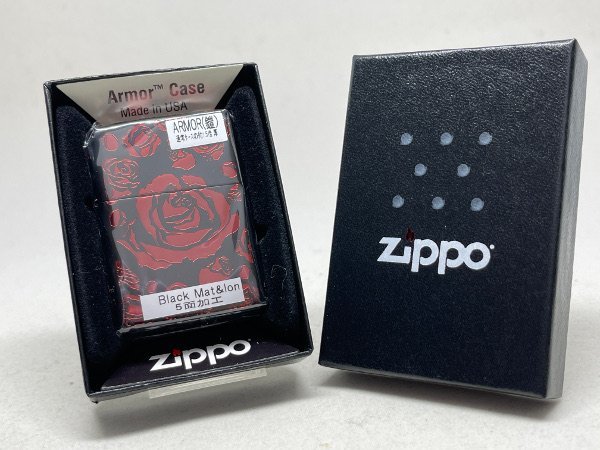 送料無料 ZIPPO[ジッポー] アーマー５面加工 Black Mat Ion Rose (A)レッド_画像5