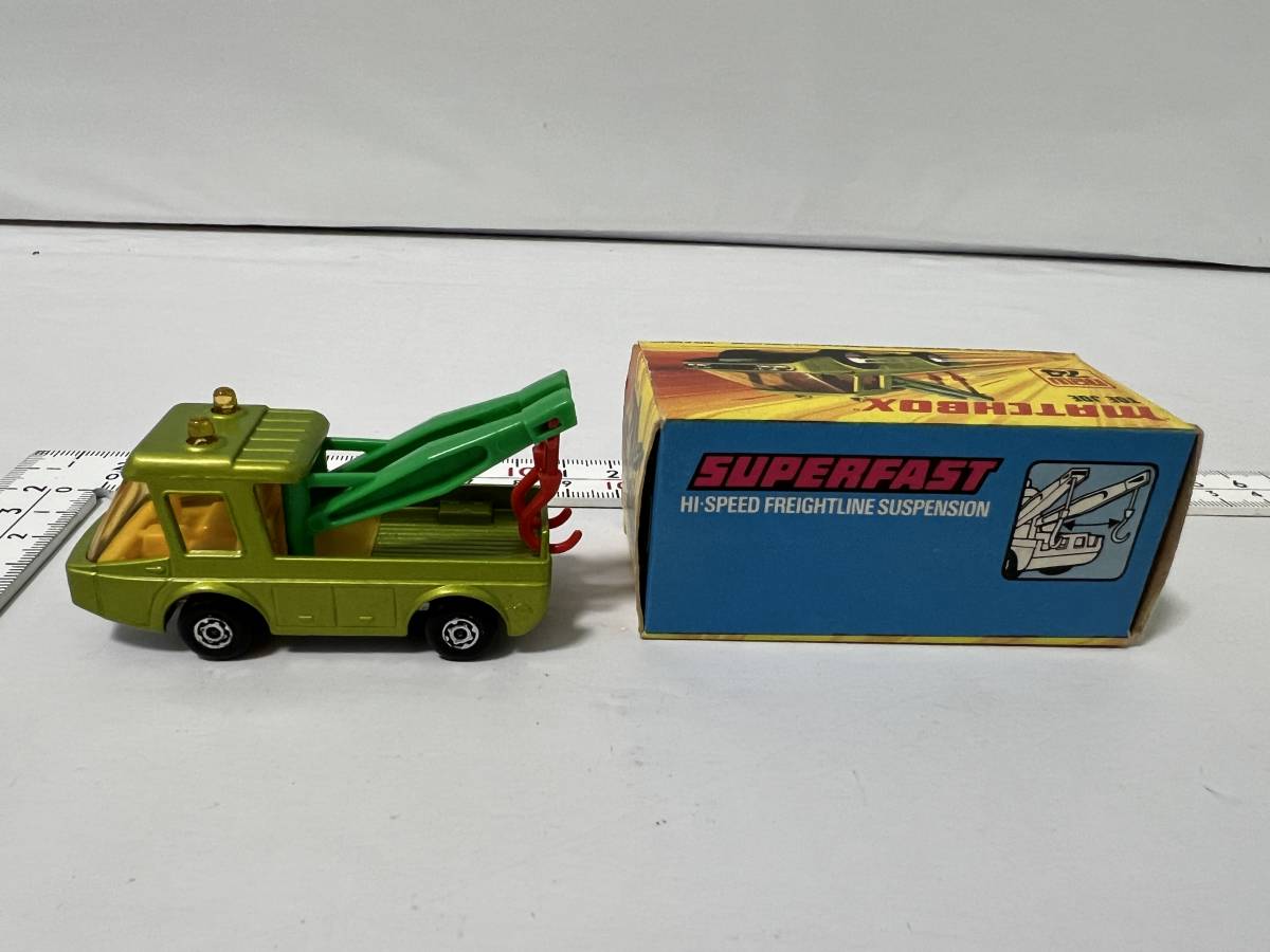 箱付 美品 1972年 マッチボックス スーパーファスト №74 当時物 ビンテージ Matchbox Superfast Toe Joe Tow Truck Green ENGLAND_画像5