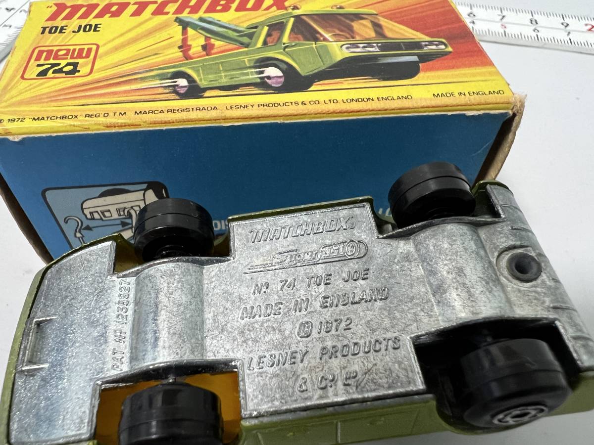 箱付 美品 1972年 マッチボックス スーパーファスト №74 当時物 ビンテージ Matchbox Superfast Toe Joe Tow Truck Green ENGLAND_画像7