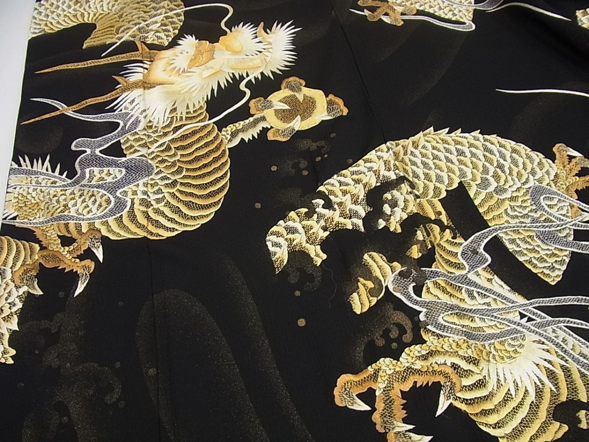  flat peace shop 1# finest quality visit wear total hand embroidery dragon black metal thread excellent article 3s629