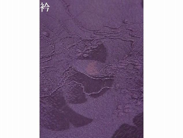 平和屋-こころ店■上質な色無地　草花地紋　古代紫色　着丈156cm　裄丈64cm　正絹　逸品　B-oa8728_画像6