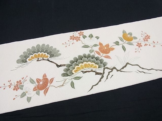 平和屋1■極上　京都祇園の老舗　ぎをん齋藤　九寸名古屋帯　駒刺繍　吉祥花文　金糸　逸品　未使用3s593_画像4