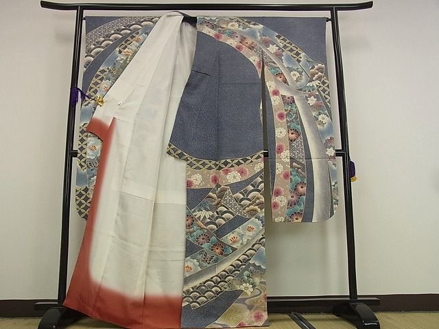  flat peace shop 1# finest quality distinguished family wistaria .....* total aperture stop long-sleeved kimono bundle .. flower writing .. equipped pearl tone has processed excellent article s9159