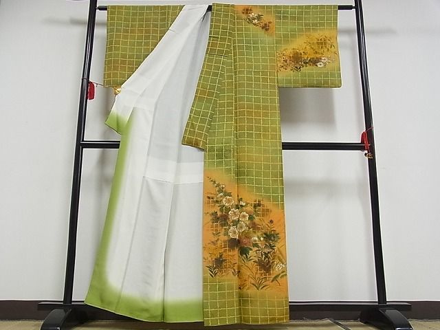 平和屋川間店■訪問着　手描き　草花文　暈し染　着丈158cm　裄丈62.5cm　正絹　逸品　B-wt6583_画像2