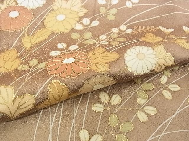 平和屋川間店■訪問着　駒刺繍　草花文　えり華　暈し染め　金彩　着丈162cm　裄丈63cm　正絹　逸品　B-ey2224_画像5