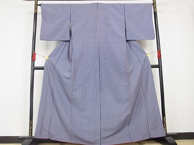 平和屋川間店■上質な小紋 縞 洗える着物 着丈162cm 裄丈65.5cm A-br3188の画像2