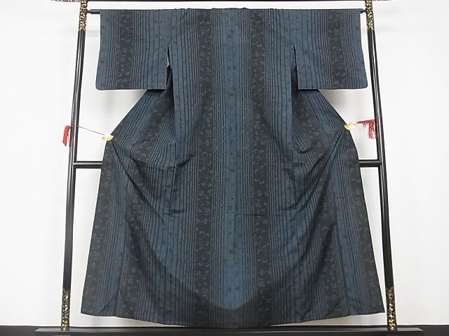 平和屋川間店■紬 単衣 草花間道 洗える着物 着丈153cm 裄丈63.5cm A-br3233の画像2