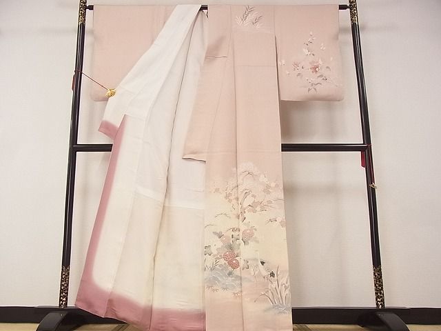 平和屋川間店■訪問着　友禅　風景花文　鶴　暈し染め　着丈161.5cm　裄丈64.5cm　正絹　逸品　A-ta3964_画像3