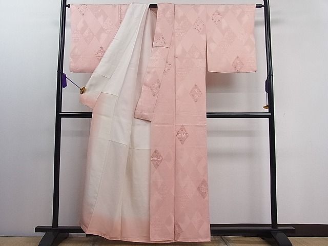 平和屋川間店■上質な小紋　菱吉祥花文　地紋起こし　逸品　ut3675_画像3