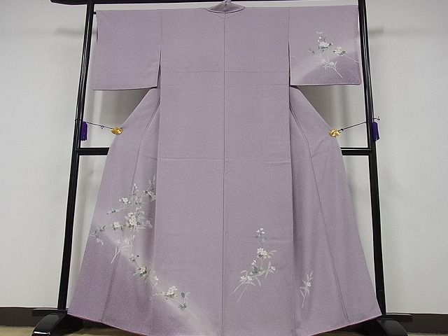 平和屋川間店■訪問着　友禅　枝花文　たたき染め　着丈160cm　裄丈66cm　正絹　逸品　B-sa3848_画像1