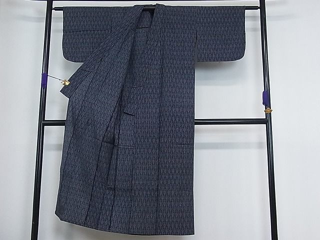 平和屋川間店■本塩沢　単衣　立涌文様　逸品　ua4633_画像3