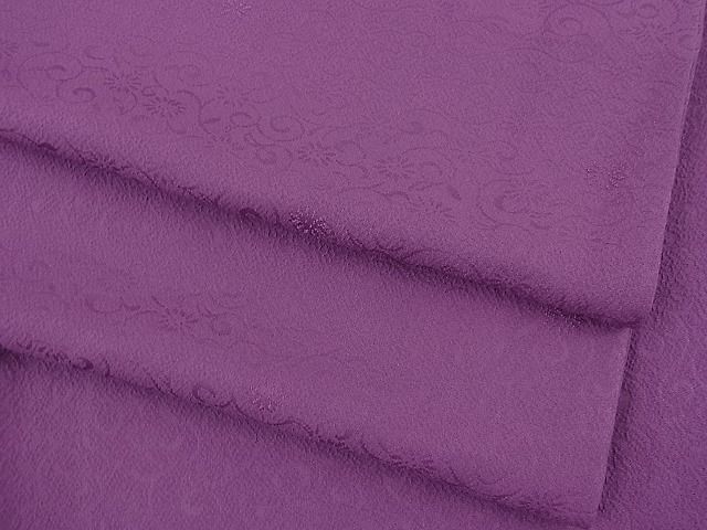 平和屋川間店■上質な色無地　花唐草地紋　京紫色　逸品　n-fw3171_画像1