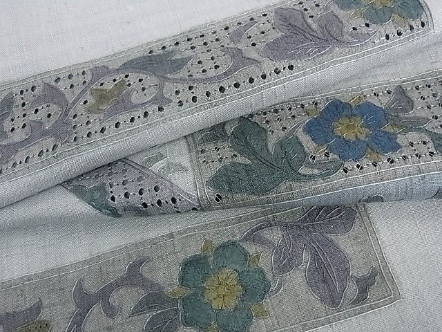 平和屋2■中国三大刺繍　スワトウ刺繍　汕頭刺繍　紬　花唐草文　逸品　1ic0068_画像1