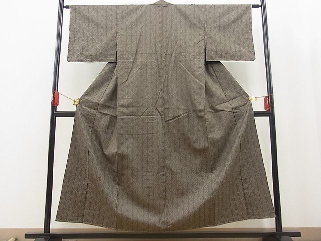 平和屋野田店■上質なお召　麻の葉文様　逸品　未使用　n-fw5260_画像2