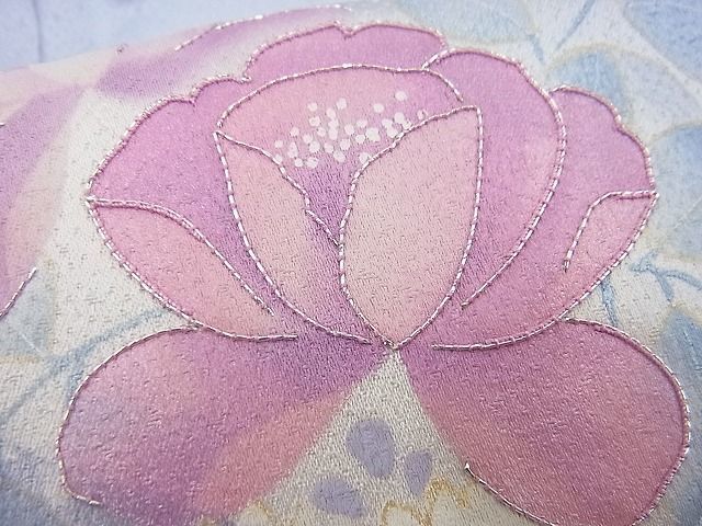 平和屋川間店■訪問着　手描き　駒刺繍　草花文　暈し染め　金彩　やまと誂製　逸品　n-sg1622_画像5