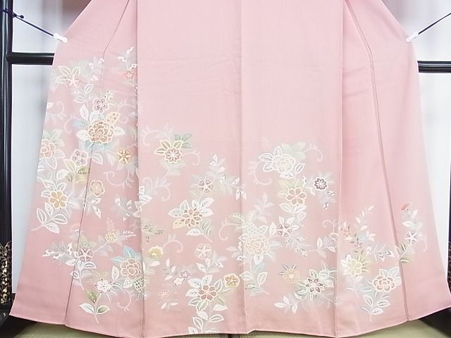 平和屋2■創業460年・千總　訪問着　駒刺繍　花唐草文　金彩　逸品　1wb0440_画像4