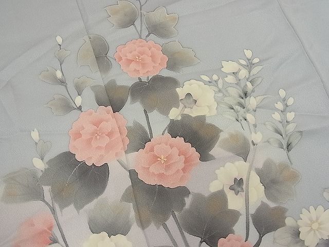 平和屋川間店■訪問着 手描き 刺繍 枝花文 暈し染め 三越扱い 逸品 n-ab0769の画像3