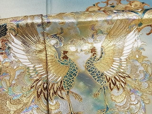 平和屋-こころ店■豪華色留袖　向かい鳳凰　暈し染　金銀彩　着丈164.5cm　裄丈66.5cm　正絹　逸品　A-ck7936_画像6